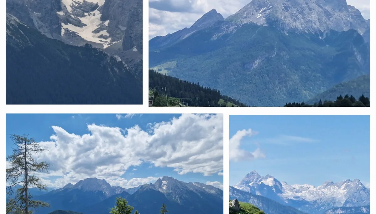 © (DAV Gangkofen) Blaueis mit Hochkalter, Watzmann mit Watzmannfrau und Leoganger Steinberge mit Birnhorn haben uns auf dem Großteil der Rundtour begleitet.
