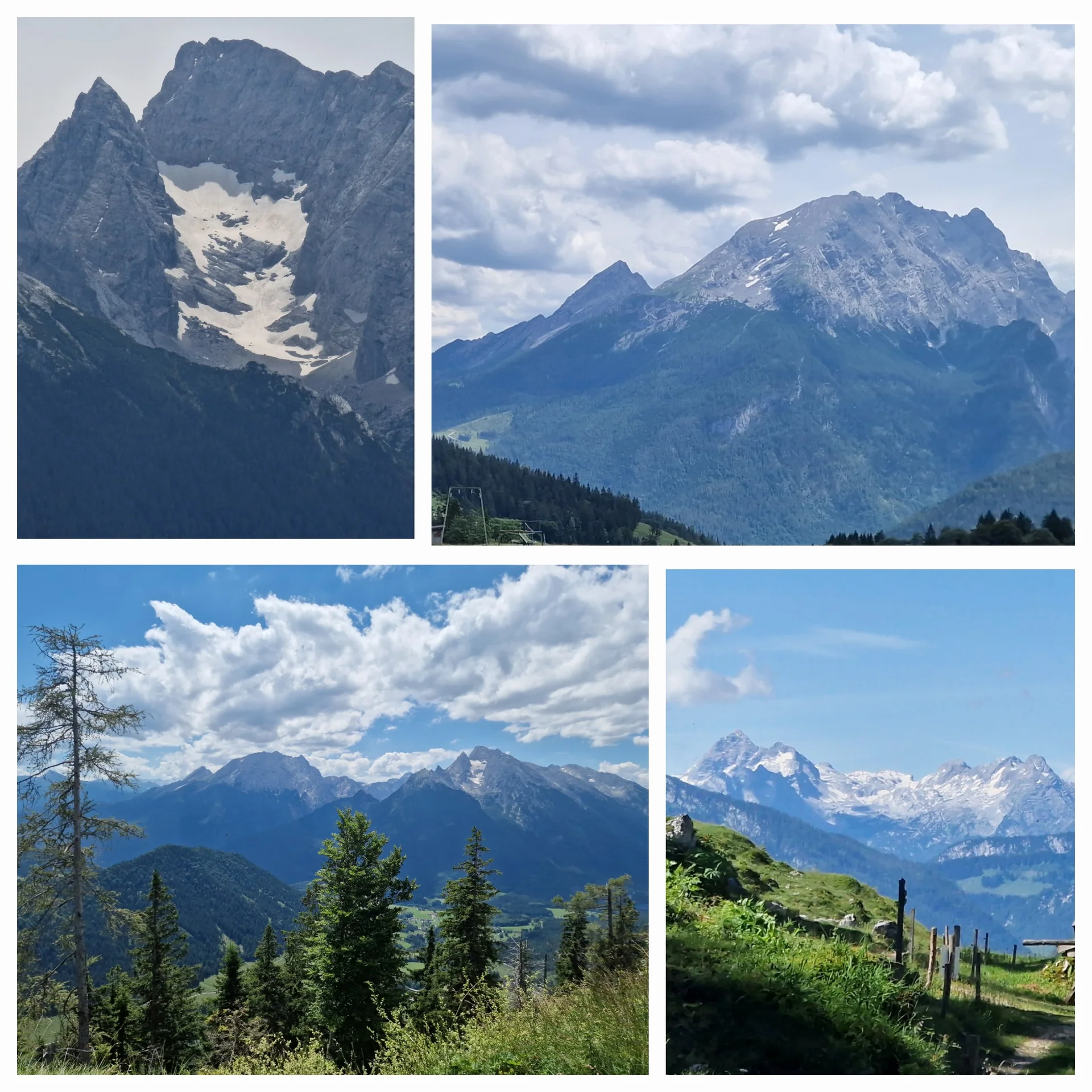 © (DAV Gangkofen) Blaueis mit Hochkalter, Watzmann mit Watzmannfrau und Leoganger Steinberge mit Birnhorn haben uns auf dem Großteil der Rundtour begleitet.
