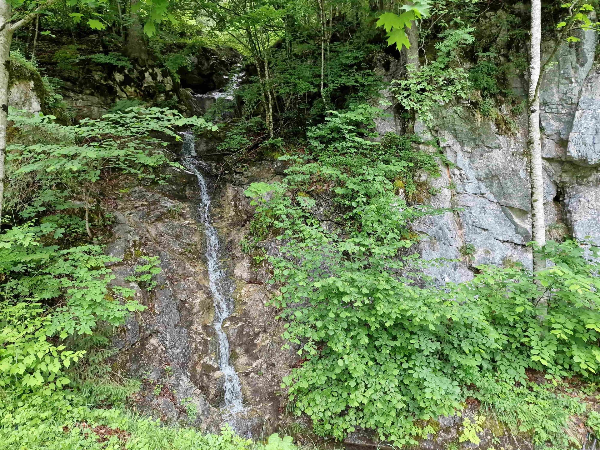 © (Martin Götz) Als kleiner Wasserfall wunderschön anzusehen- als Nässe im Klettersteig mehr als unerwünscht
