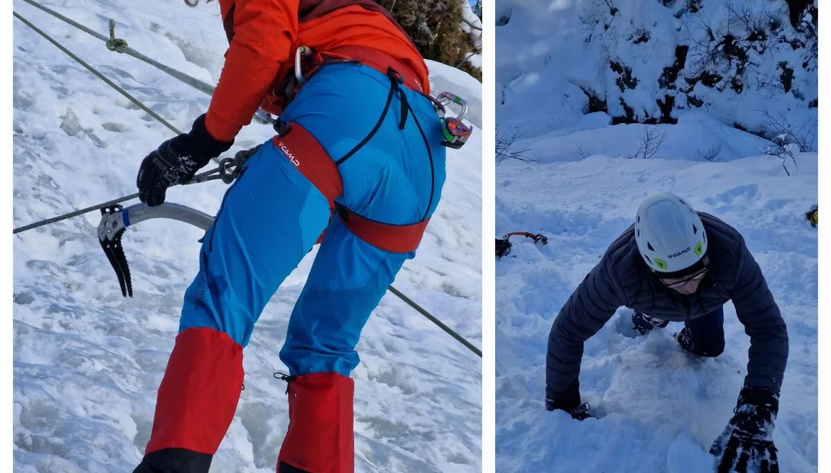 © Martin Götz (mit Steileisgeräten und Steigeisen mit Vertikalzacken oder zu Fuß unterwegs)