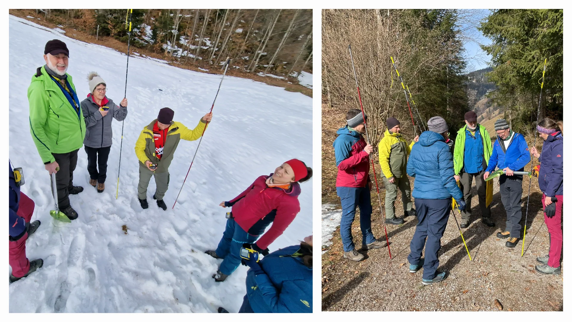 © (Martin Götz, Melanie L) Einweisung in die Handhabung des LVS-Geräts, der Lawinensonde und der Lawinenschaufel 