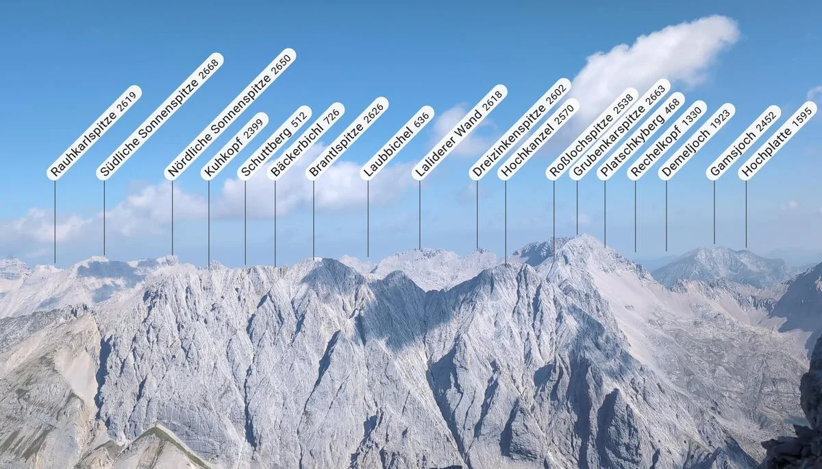 © „Karwendelgebirge mit Namen der Gipfel“ – Martin Götz