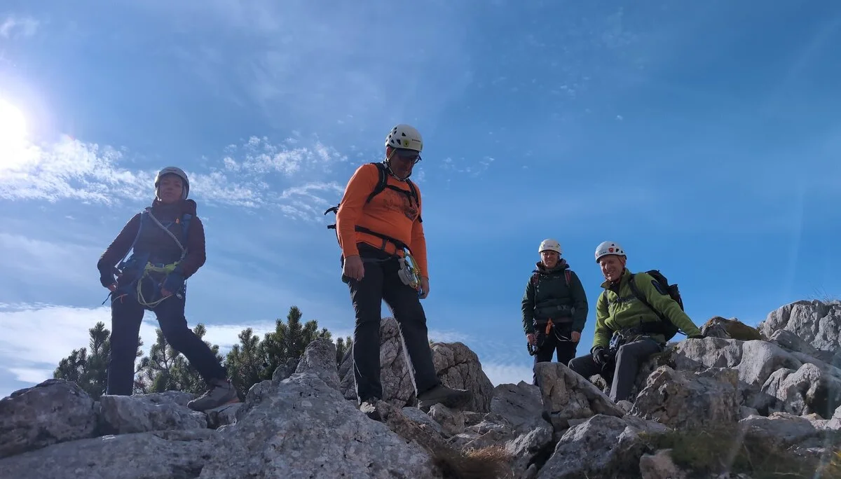 Klettersteig Berchtesgadener Hochthron | © DAV Gangkofen\Martin Götz - Auf der Suche nach dem Einstieg des Mittaglochs