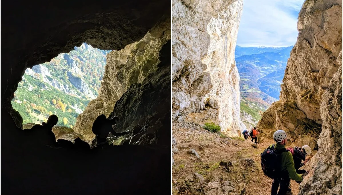 Klettersteig Berchtesgadener Hochthron | © DAV Gangkofen\Martin Schmidt - Blick aus dem Mittaglochs – ohne und mit Beleuchtung