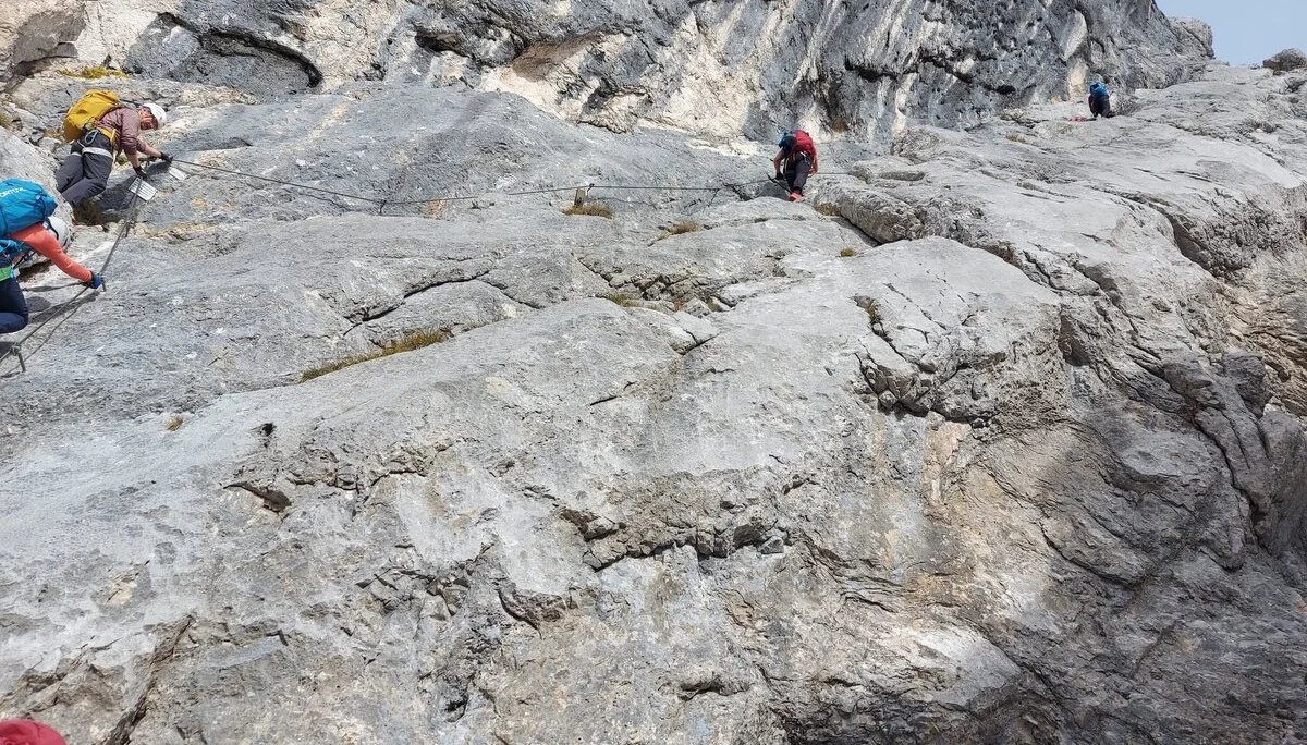 Klettersteig Berchtesgadener Hochthron | © DAV Gangkofen\Wolfgang Starzner - An der Schluchtrampe
