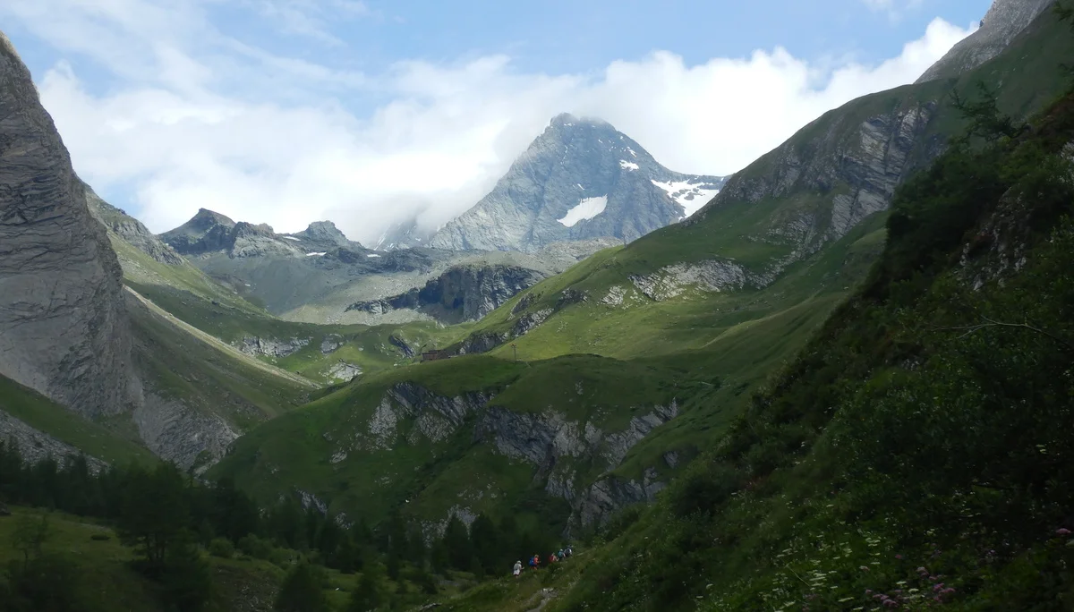 © (DAV-Gangkofen) - Aufstieg im Hintergrund Großglockner mit Stüdlgrat