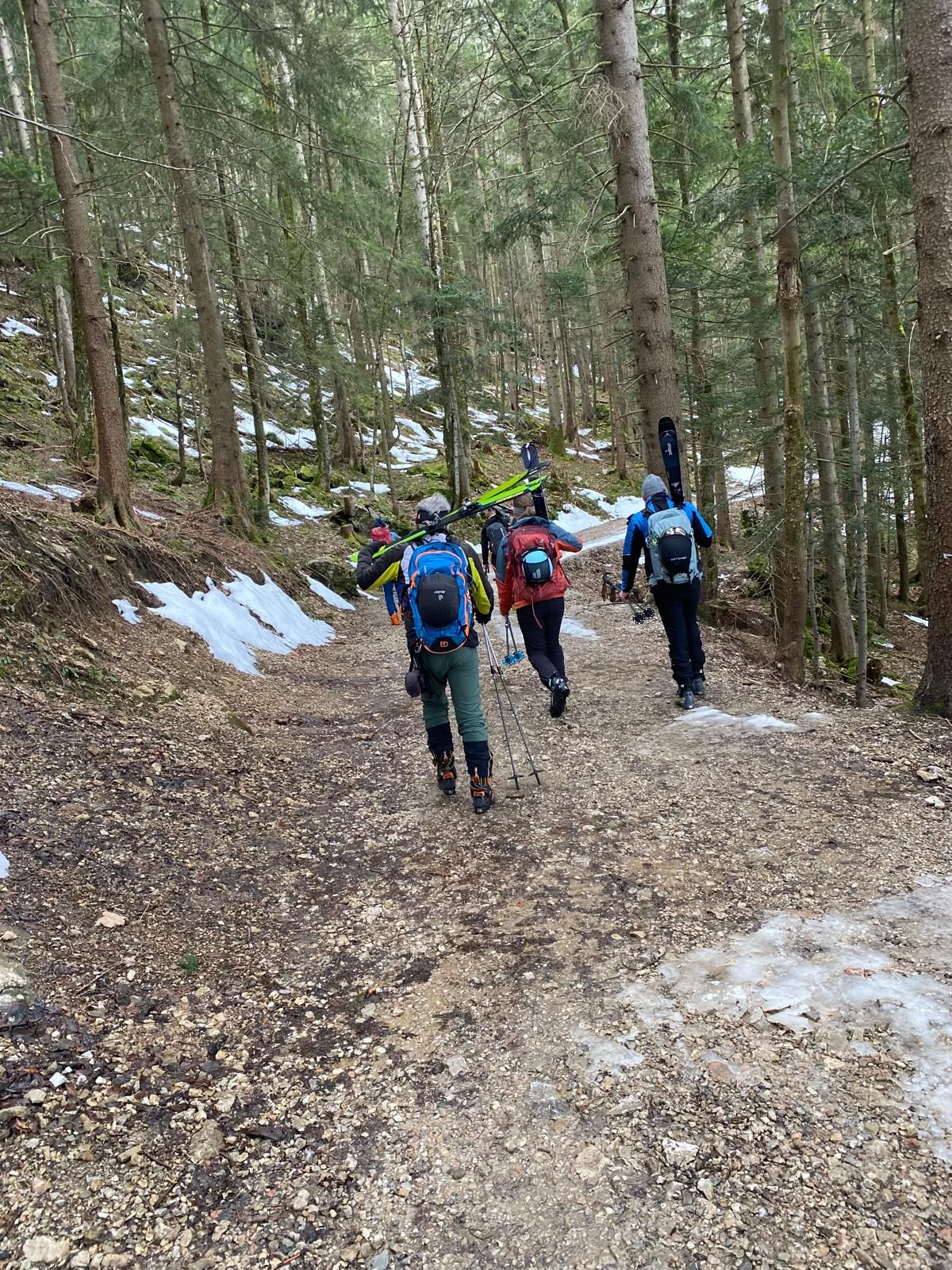 © (DAV-Gangkofen) zuerst war 1/4h Ski tragen angesagt
