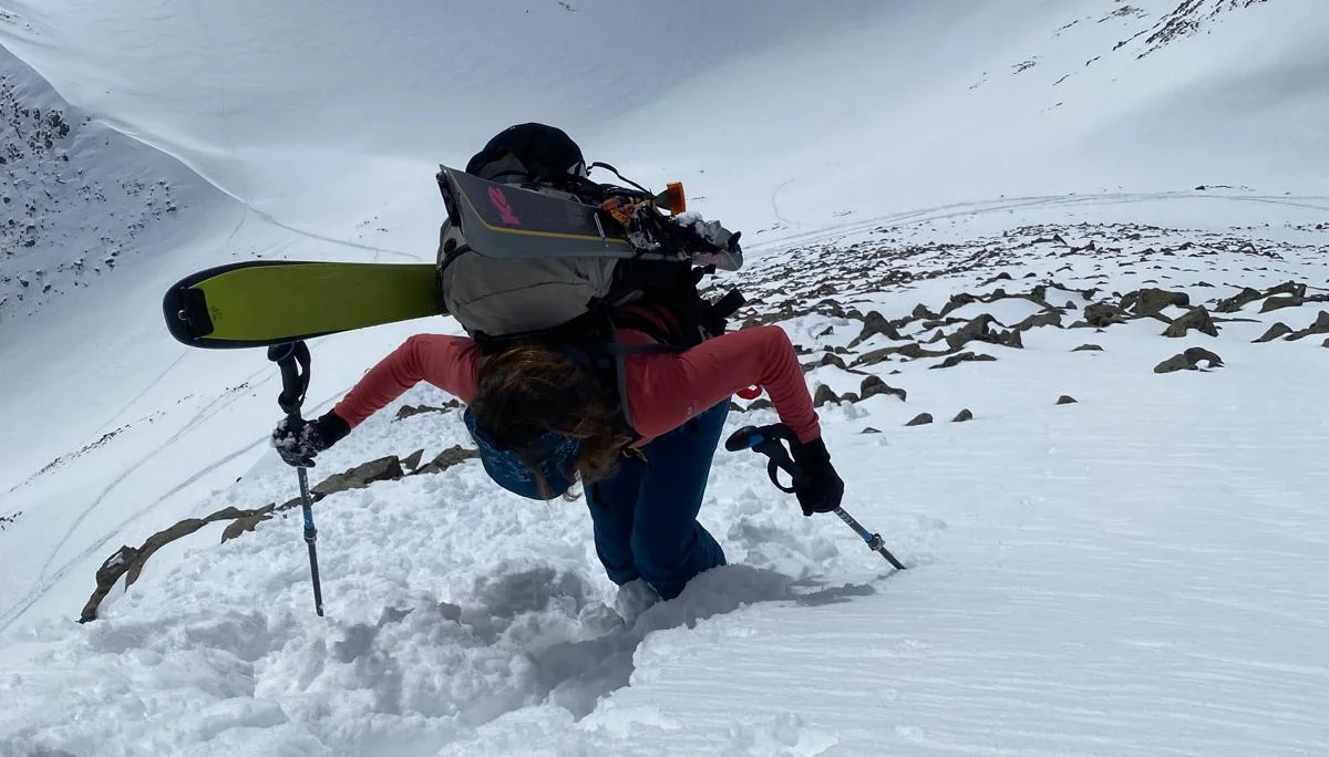 © (DAV-Gangkofen) - Vom Daunjoch über den 40° steile Südwand Richtung Gipfel