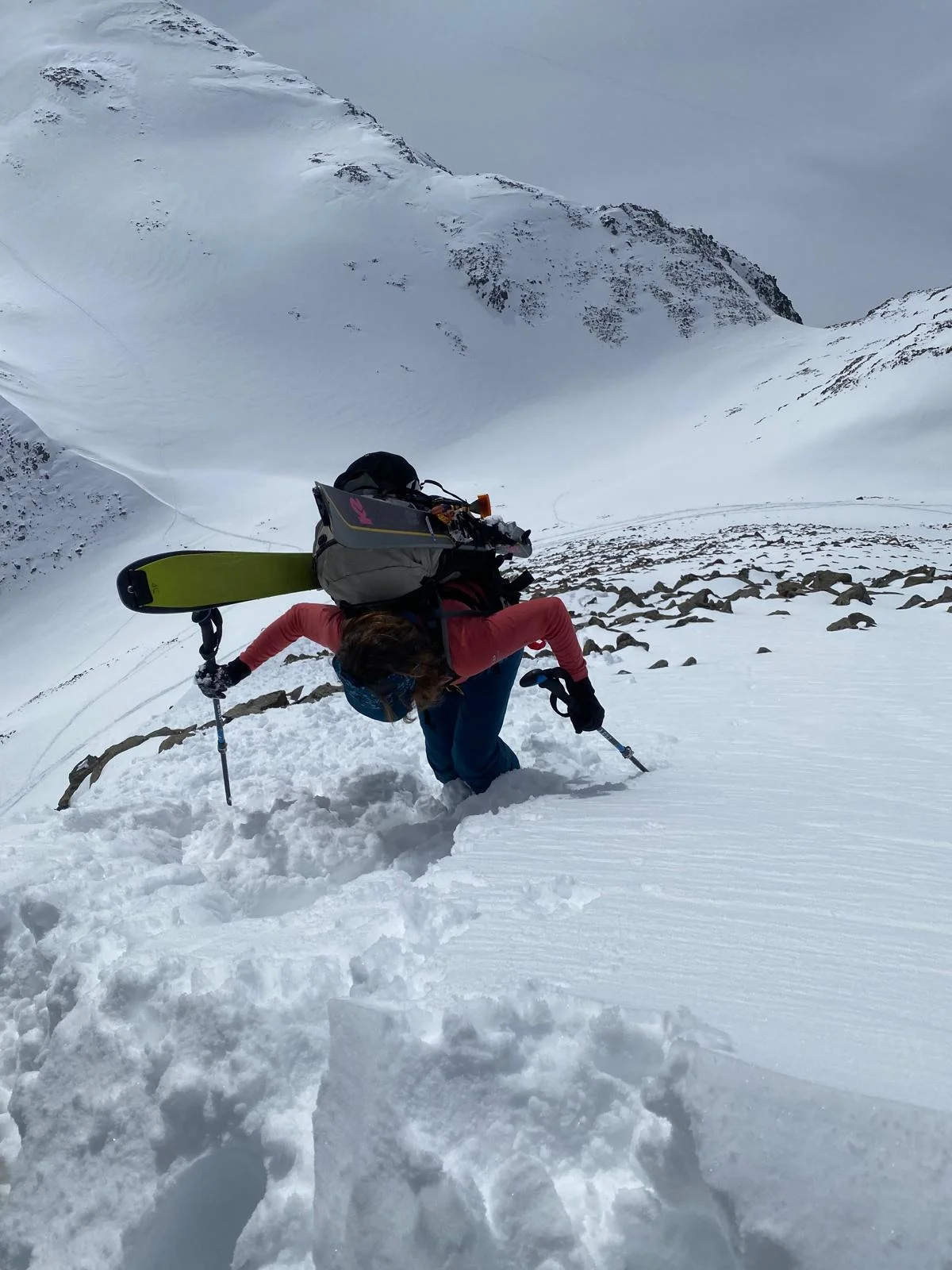 © (DAV-Gangkofen) - Vom Daunjoch über den 40° steile Südwand Richtung Gipfel