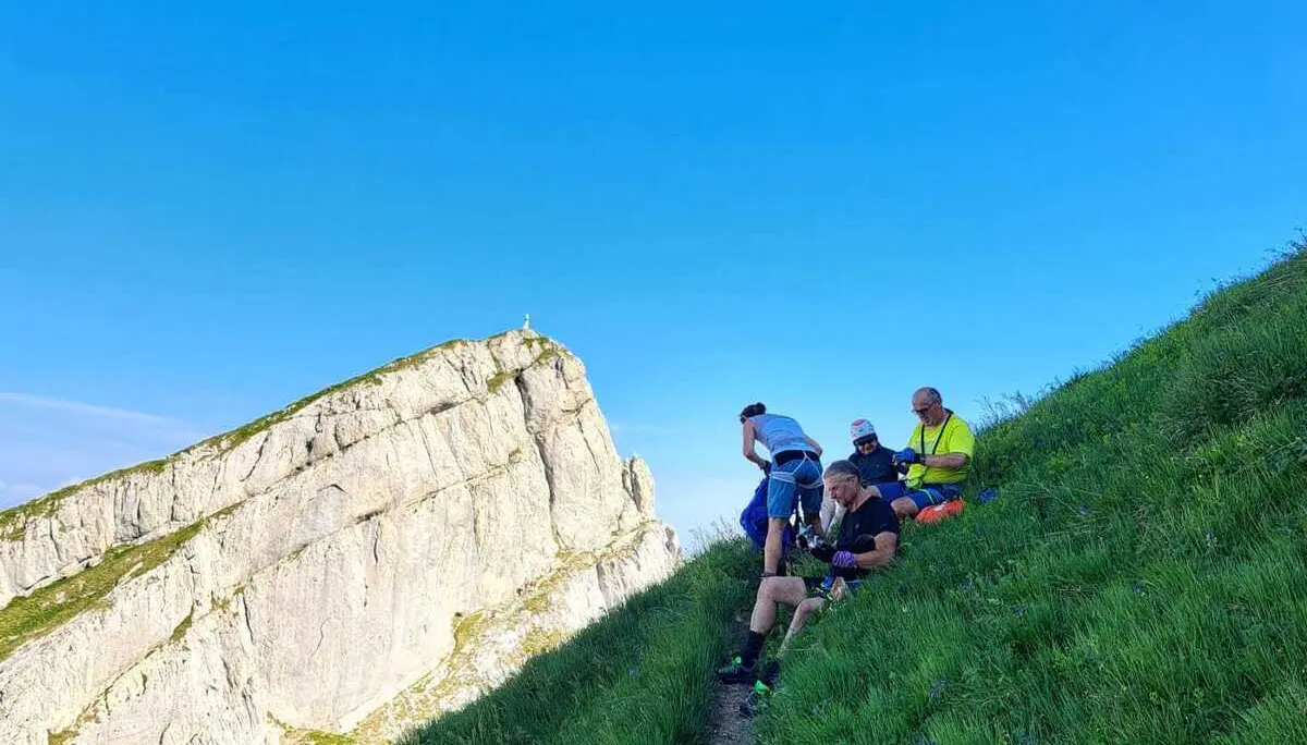 KS 5 Gipfel Rofan Achensee | © DAV Gangkofen/Christina Wimmer_KS 5 Gipfel_2_Rosskopf_Abstieg_Pause