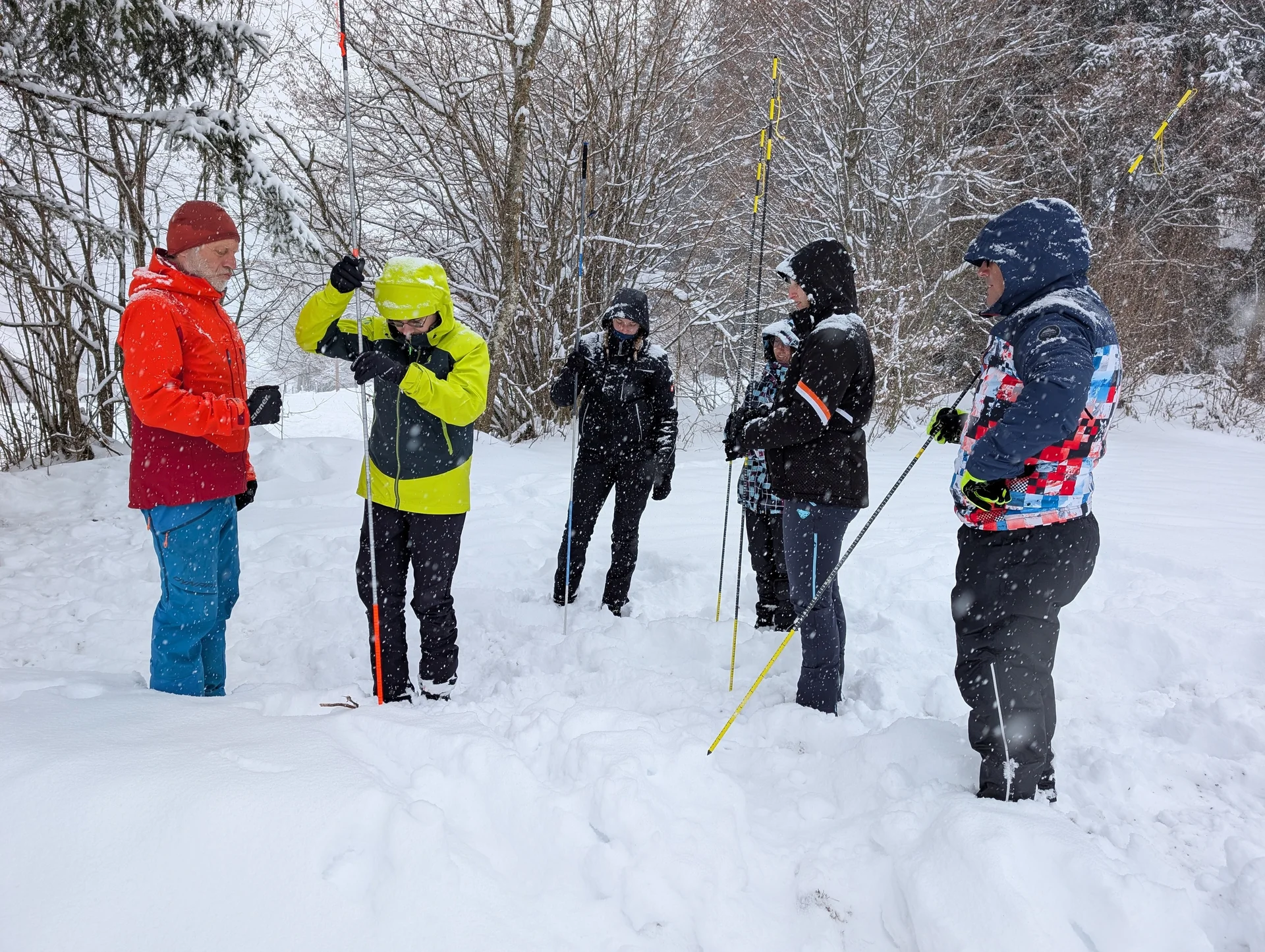 LVS-Kurs für Schneeschuhgeher | © DAV Gangkofen/Martin Götz - LVS-Kurs für Schneeschuhgeher - Sondieren an der Sondierbar