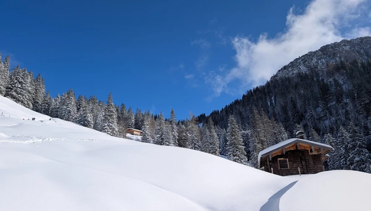 LVS-Kurs - Schneeschuhtour zum Peitingköpfl | © DAV Gangkofen/Martin Götz - Schneeschuhtour zum Peitingköpfl - Blick auf eine der Almen