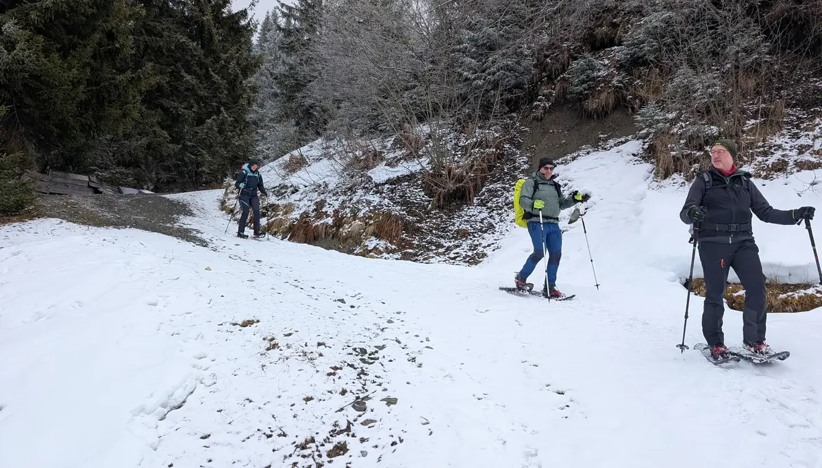 SSW-WoE Bochumer Hütte_2. Tag | © SSW-WoE Bochumer Hütte_2. Tag_Abstieg von der Kelchalm_noch mit Schneeschuhen
