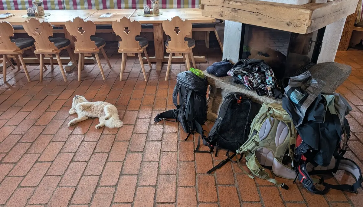 SSW Trattberg | © DAV Gangkofen/Martin Götz_SSW Trattberg_Der Hüttenhund am Kamin