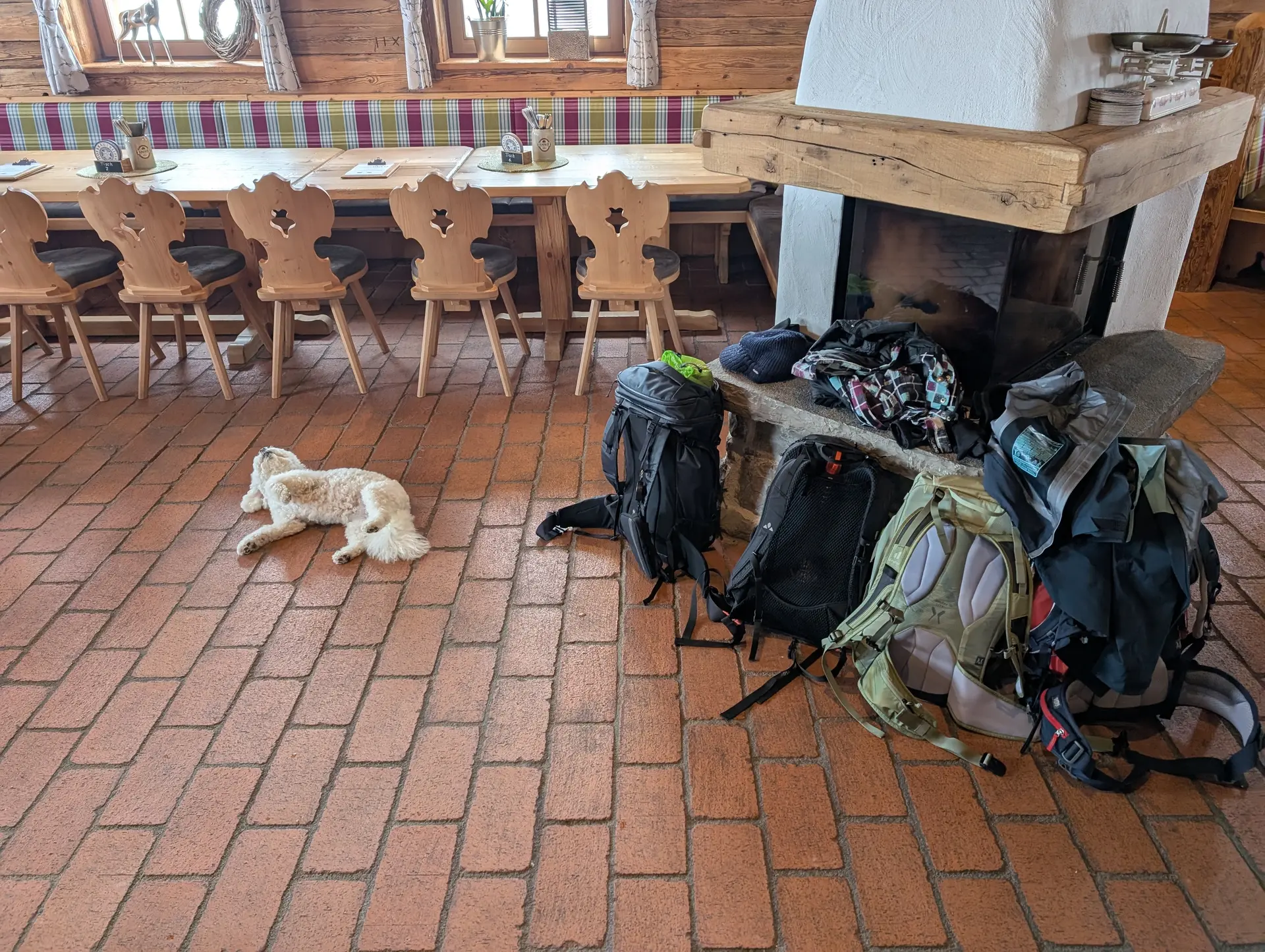 SSW Trattberg | © DAV Gangkofen/Martin Götz_SSW Trattberg_Der Hüttenhund am Kamin