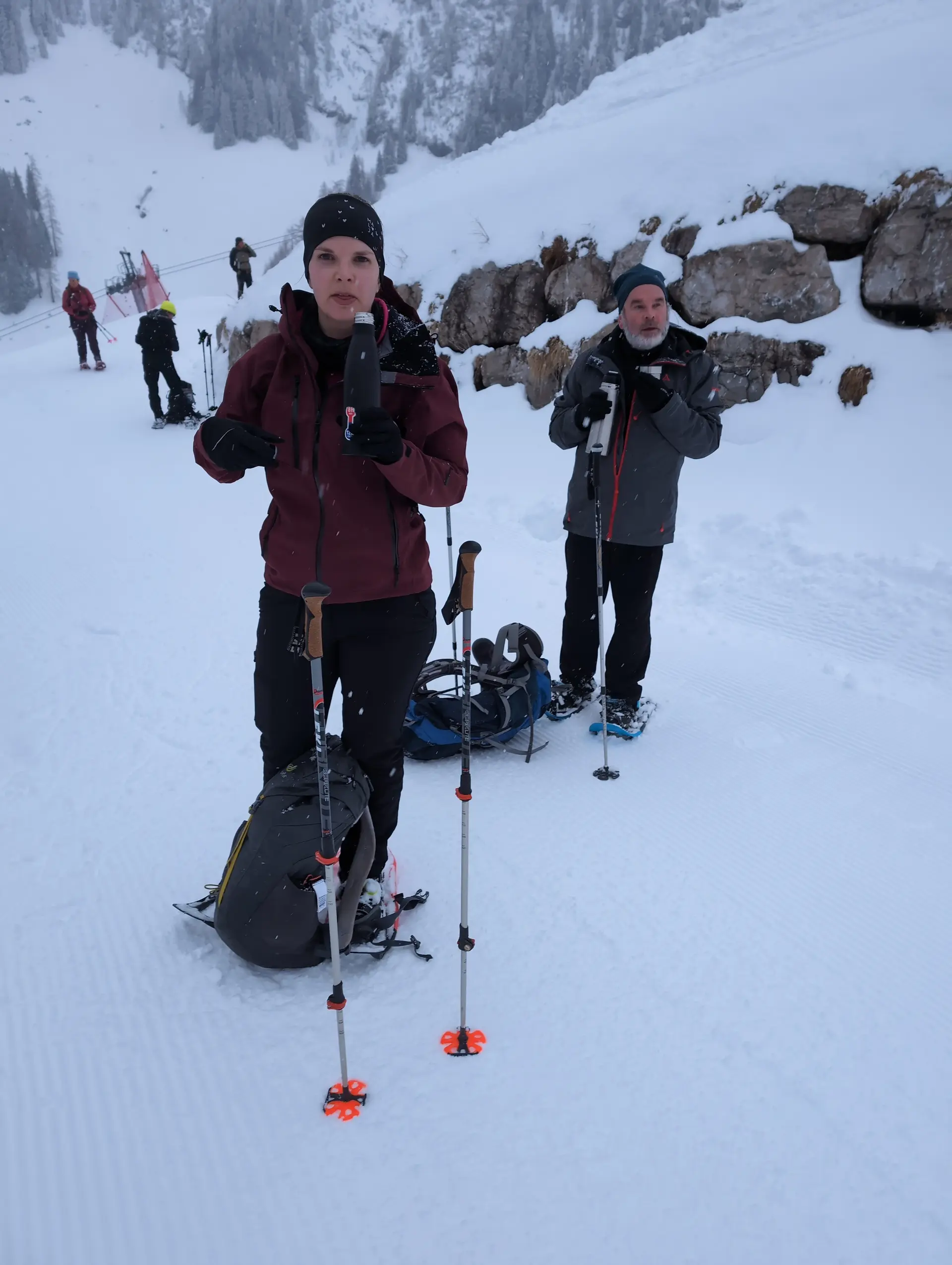 SSW Stahlhaus Vollmondtour | © DAV Gangkofen/Martin Götz_SSW Stahlhaus Vollmondtour_Trinkpause am Ende der ehemaligen Skipiste
