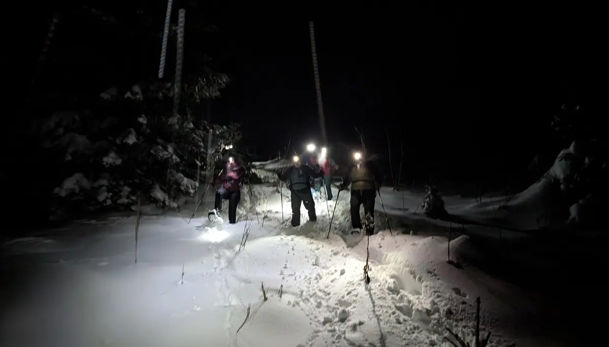 SSW Stahlhaus Vollmondtour | © DAV Gangkofen/Martin Götz_SSW Stahlhaus Vollmondtour_Abstieg_in Falllinie die ehemalige Skipiste hinab