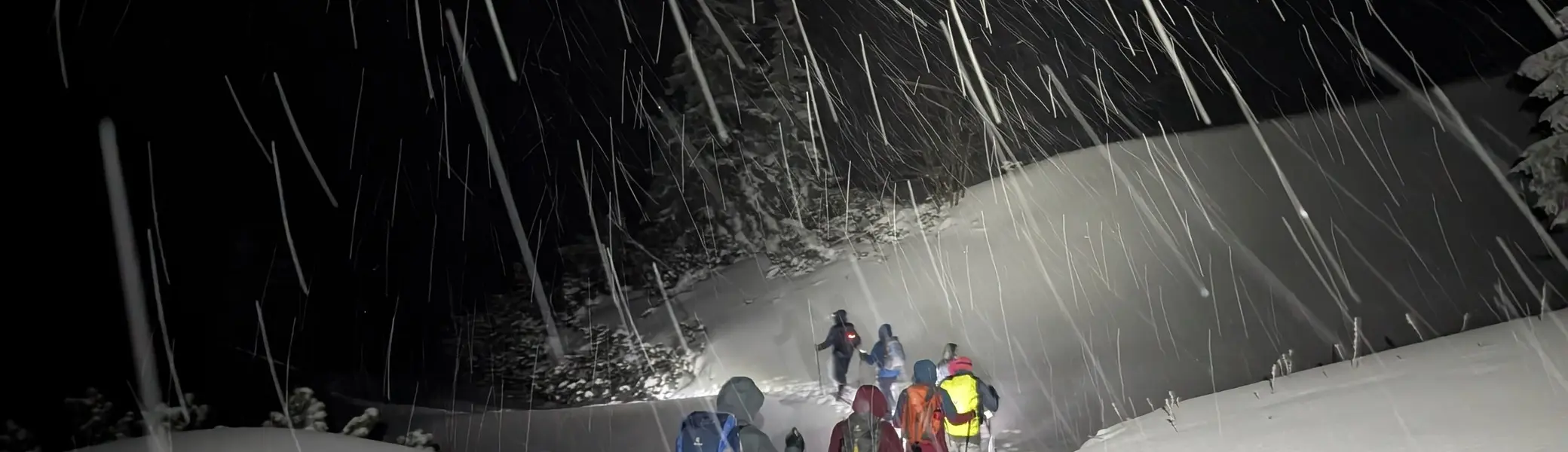 SSW Stahlhaus Vollmondtour | © DAV Gangkofen/Karin Witzelsperger_SSW Stahlhaus Vollmondtour_Rückweg im Neuschnee
