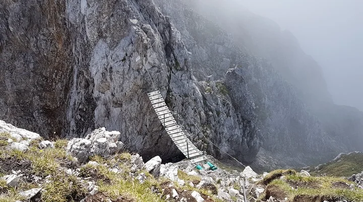KS | © DAV Gangkofen\Martin Götz - Nordkette Innsbrucker Klettersteig Ost Brücke