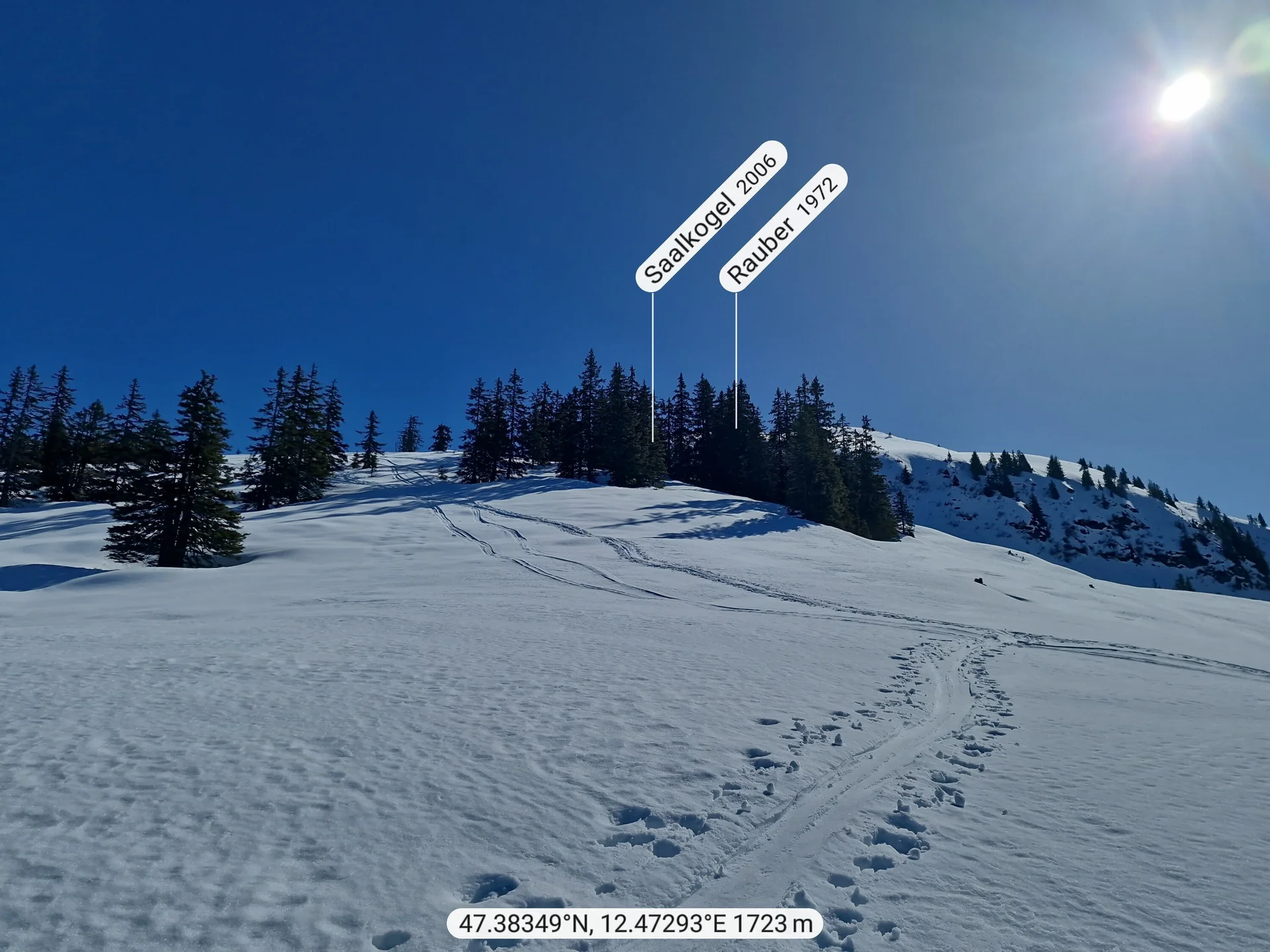 SSW | © DAV Gangkofen\Martin Götz - Saalkogel mit Peakfinder Daten